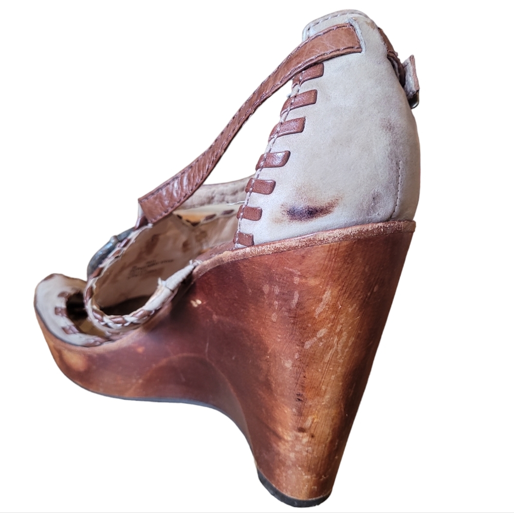 Frye Pepper Agate Stone Brown Wedges Platform Shoes Size 7 - Picture 12 of 13